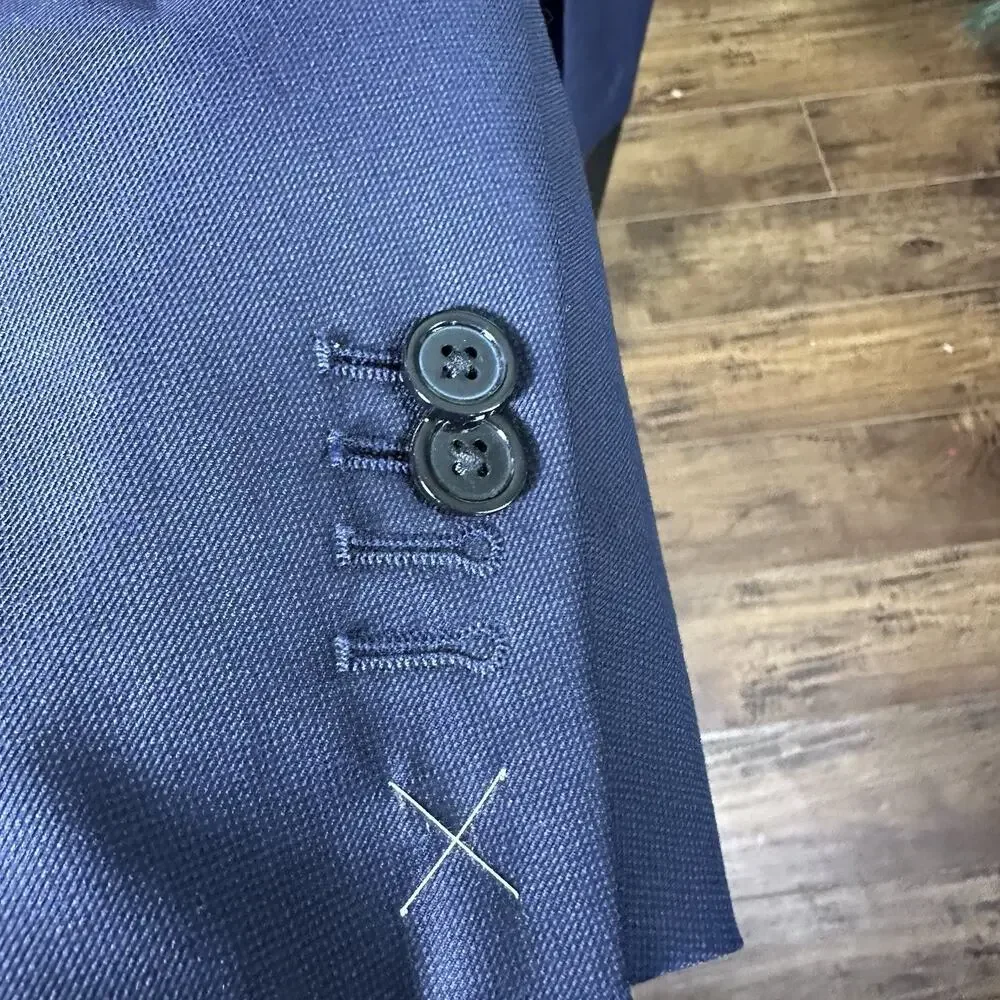 Massimo Dutti Men 46R Sportcoat Super 130s Wool Tonal deep blue